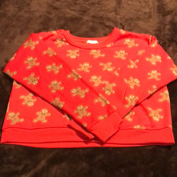 Red Ginger Bread Man Christmas Crew Neck Sweatshirt - Picture 1 of 4